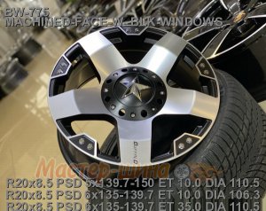 20_6x135-139.7_10_8.5J_h 106.3_BUFFALO BW-775_MACHINED-FACE-W_BLK-WINDOWS Wheel