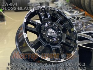 20_6x139.7_0_9.0J_h 106.3_BUFFALO BW-004_ GLOSS-BLACK-MACHINED-FACE Wheel