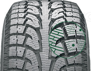 Большое количество ламелей Hankook RW11 Winter I*Pike дают ей хорошее сцепление на льду